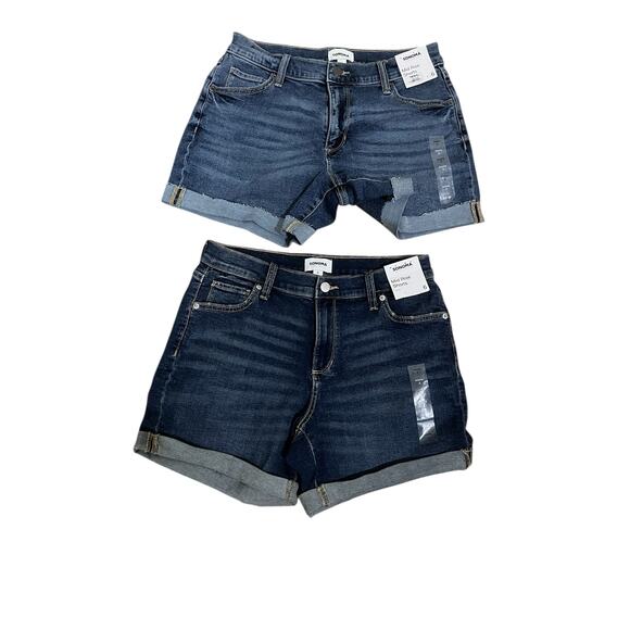 SONOMA life + style Pants - Lot of 2 NWT Sonoma Mid Rise Cuffed Denim Shorts Womens Size 6 Dark Medium Washh